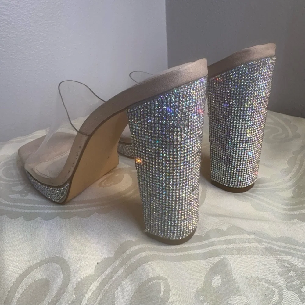 Liliana Ashley 3 Sparkling Silver Heels with Clear Strap